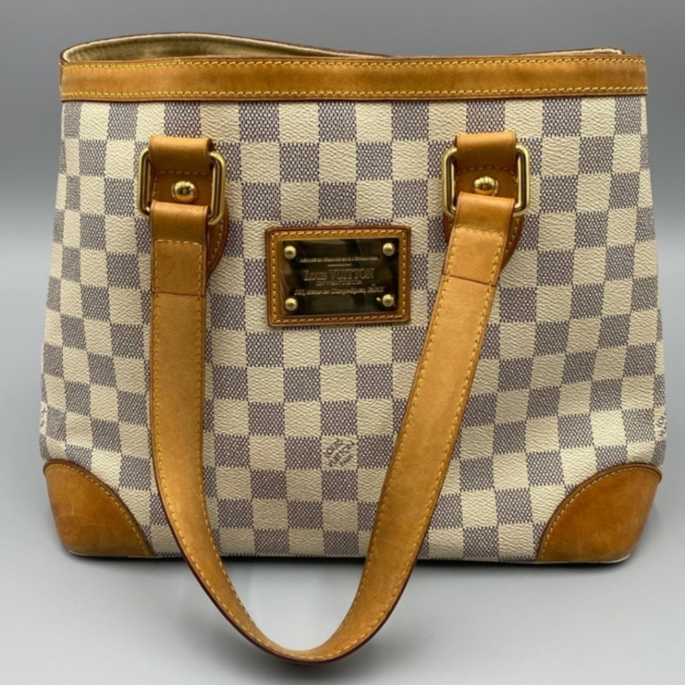 Louis Vuitton Hampstead White Damier Azur PM Tote